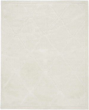 Ivory 8' x 10' Trellis Shag Rectangle Area Rug Thick Soft Touch Fluffy & Plush Shaggy Pile