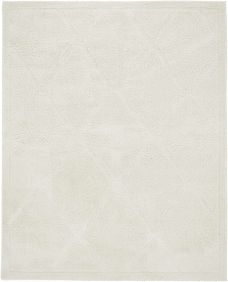 Ivory 8' x 10' Trellis Shag Rectangle Area Rug Thick Soft Touch Fluffy & Plush Shaggy Pile