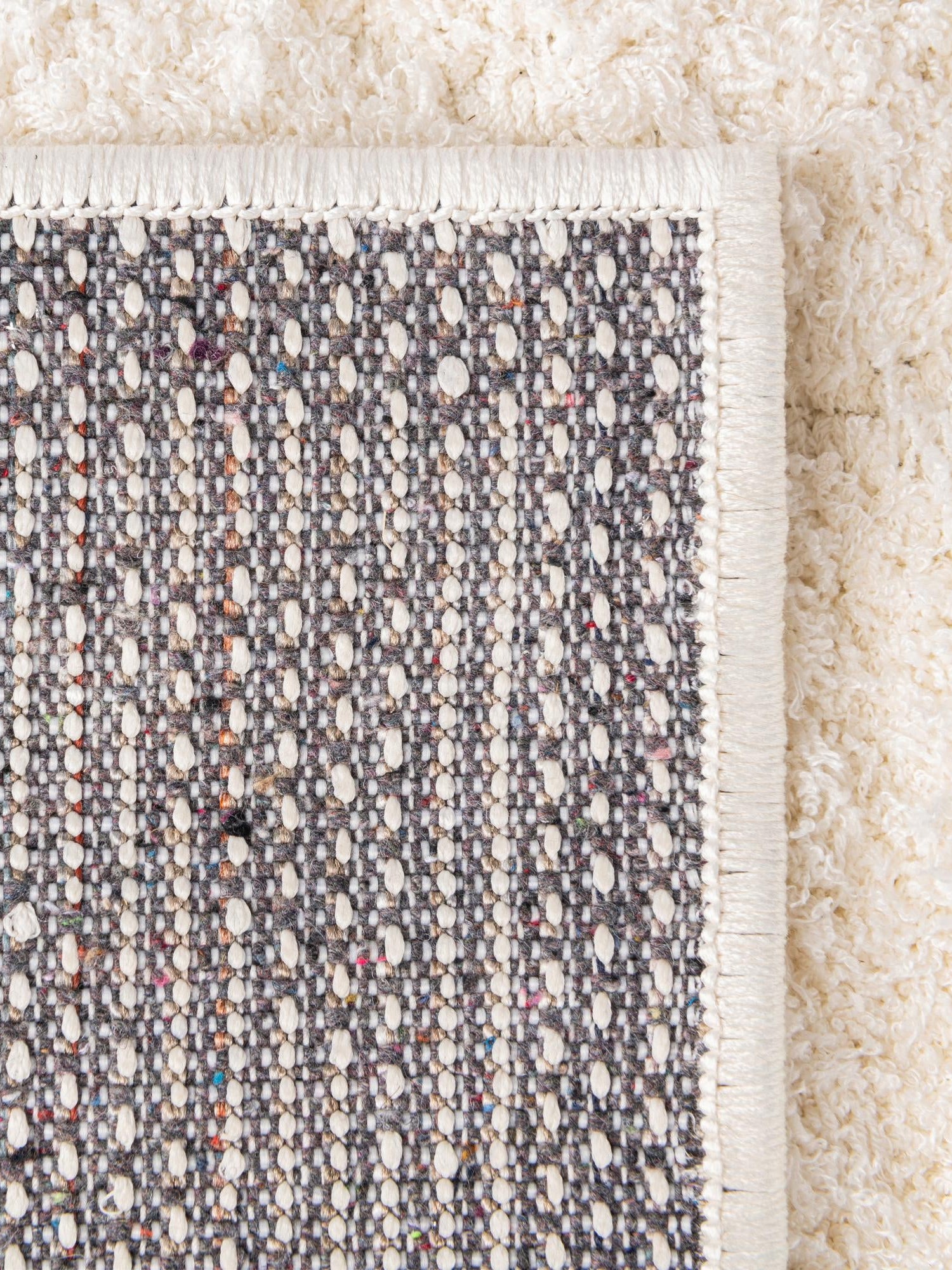 Ivory 7' 1 x 10' Trellis Shag Rectangle Area Rug Thick Soft Touch Fluffy & Plush Shaggy Pile Geometric Modern Unique Carpet for Home Interior Design for Sale at Rug Engine