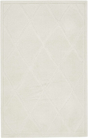 Ivory 5' 1 x 8' Trellis Shag Rectangle Area Rug Thick Soft Touch Fluffy & Plush Shaggy Pile
