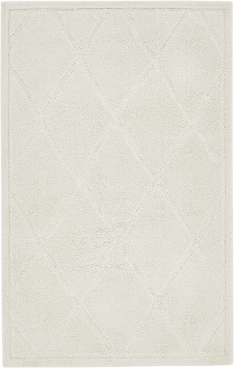 Ivory 5' 1 x 8' Trellis Shag Rectangle Area Rug Thick Soft Touch Fluffy & Plush Shaggy Pile
