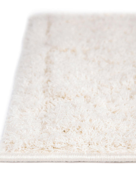 Ivory 2' x 6' 9 Trellis Shag Runner Area Rug Thick Soft Touch Fluffy & Plush Shaggy Pile Geometric Modern Unique Carpet for Home Interior Design for Sale at Rug Engine