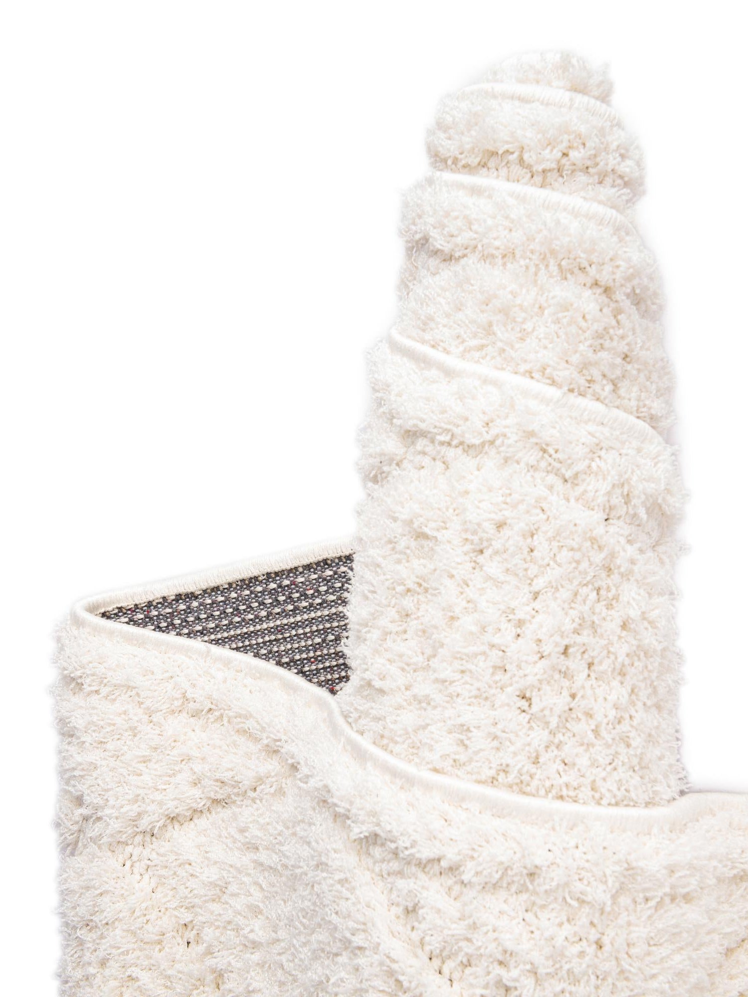Ivory 2' x 6' 9 Trellis Shag Runner Area Rug Thick Soft Touch Fluffy & Plush Shaggy Pile Geometric Modern Unique Carpet for Home Interior Design for Sale at Rug Engine