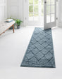 Light Blue 3' x 10' Trellis Shag Runner Rug