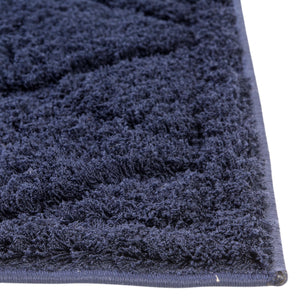 Navy Blue 2' 7 x 10' Trellis Shag Runner Area Rug Thick Soft Touch Fluffy & Plush Shaggy Pile