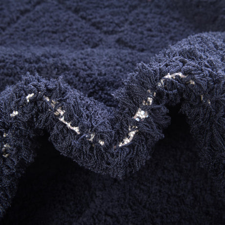 Navy Blue 2' x 6' 9 Trellis Shag Runner Area Rug Thick Soft Touch Fluffy & Plush Shaggy Pile Geometric Modern Unique Carpet for Home Interior Design for Sale at Rug Engine