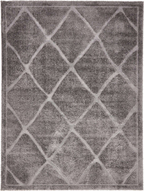 Dark Gray 9' x 12' 2 Trellis Shag Rectangle Area Rug Thick Soft Touch Fluffy & Plush Shaggy Pile