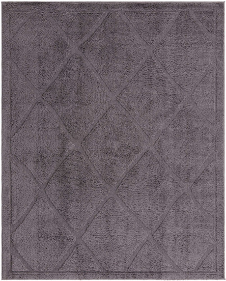 Dark Gray 8' x 10' Trellis Shag Rectangle Area Rug Thick Soft Touch Fluffy & Plush Shaggy Pile