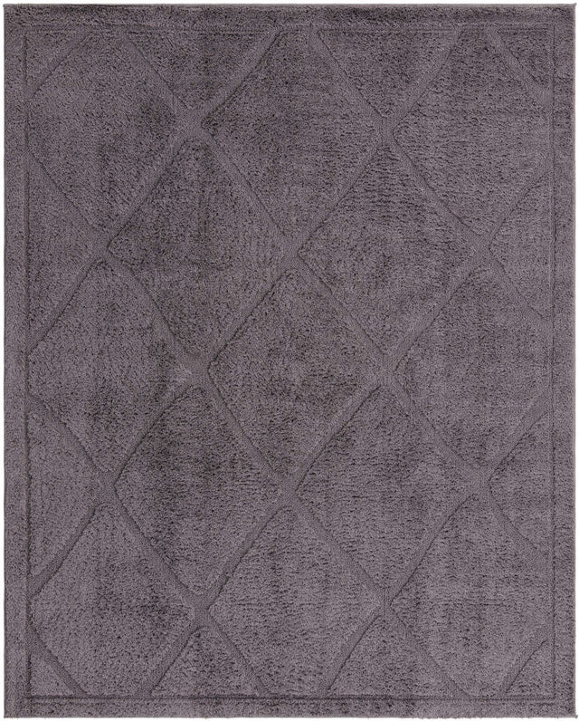 Dark Gray 8' x 10' Trellis Shag Rectangle Area Rug Thick Soft Touch Fluffy & Plush Shaggy Pile