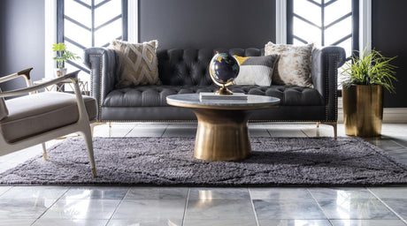 Dark Gray 5' 1 x 8' Trellis Shag Rectangle Area Rug Thick Soft Touch Fluffy & Plush Shaggy Pile Geometric Modern Unique Carpet for Home Interior Design for Sale at Rug Engine
