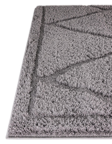 Dark Gray 9' x 12' 2 Trellis Shag Rectangle Area Rug Thick Soft Touch Fluffy & Plush Shaggy Pile Geometric Modern Unique Carpet for Home Interior Design for Sale at Rug Engine