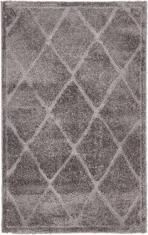 Dark Gray 5' 1 x 8' Trellis Shag Rectangle Area Rug Thick Soft Touch Fluffy & Plush Shaggy Pile
