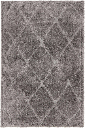 Dark Gray 4' x 6' Trellis Shag Rectangle Area Rug Thick Soft Touch Fluffy & Plush Shaggy Pile