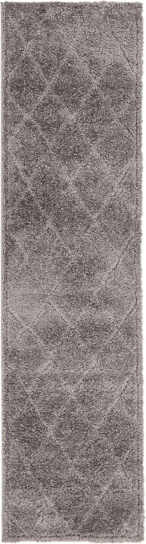 Dark Gray 2' 7 x 10' Trellis Shag Runner Area Rug Thick Soft Touch Fluffy & Plush Shaggy Pile