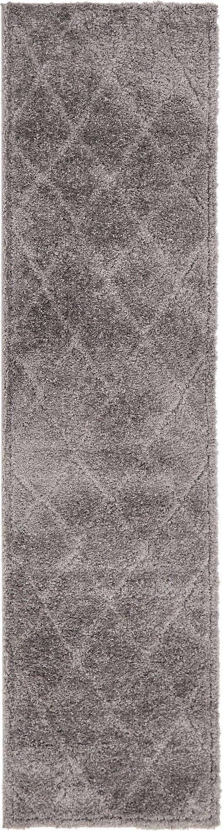 Dark Gray 2' 7 x 10' Trellis Shag Runner Area Rug Thick Soft Touch Fluffy & Plush Shaggy Pile