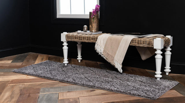 Dark Gray 2' 7 x 10' Trellis Shag Runner Area Rug Thick Soft Touch Fluffy & Plush Shaggy Pile