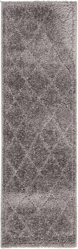 Dark Gray 2' x 6' 9 Trellis Shag Runner Area Rug Thick Soft Touch Fluffy & Plush Shaggy Pile
