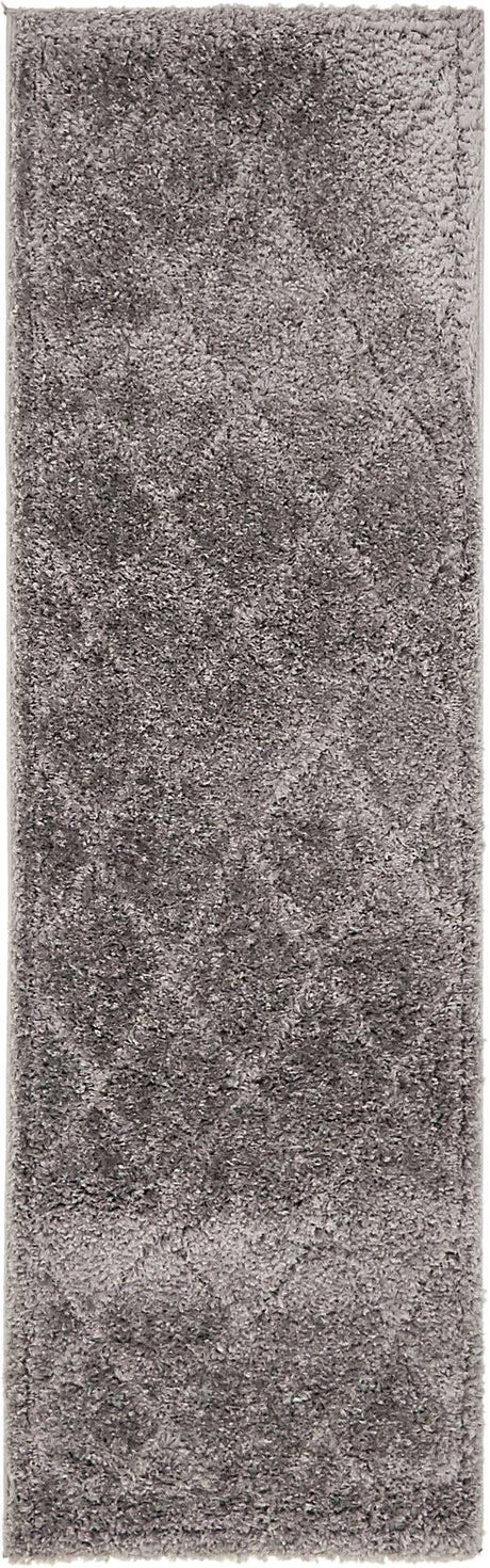 Dark Gray 2' x 6' 9 Trellis Shag Runner Area Rug Thick Soft Touch Fluffy & Plush Shaggy Pile