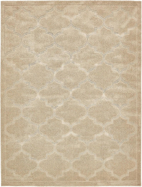 Beige 9' x 12' Trellis Shag Rectangle Area Rug Thick Soft Touch Fluffy & Plush Shaggy Pile