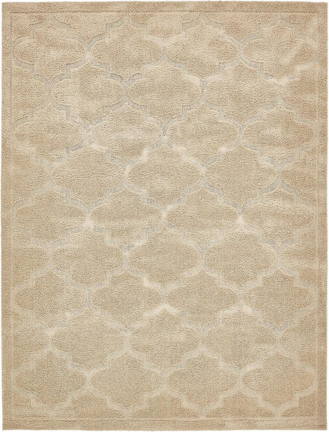 Beige 9' x 12' Trellis Shag Rectangle Area Rug Thick Soft Touch Fluffy & Plush Shaggy Pile
