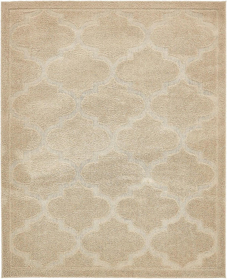 Beige 8' x 10' Trellis Shag Rectangle Area Rug Thick Soft Touch Fluffy & Plush Shaggy Pile