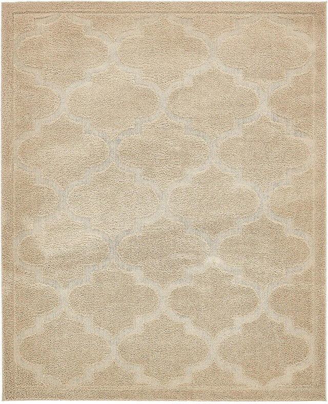 Beige 8' x 10' Trellis Shag Rectangle Area Rug Thick Soft Touch Fluffy & Plush Shaggy Pile