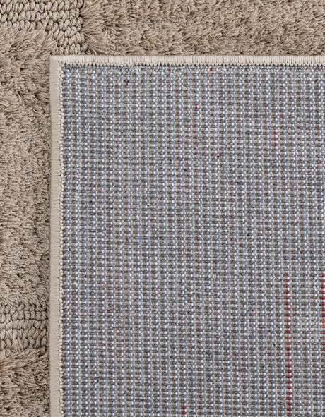 Beige 9' x 12' Trellis Shag Rectangle Area Rug Thick Soft Touch Fluffy & Plush Shaggy Pile Geometric Modern Unique Carpet for Home Interior Design for Sale at Rug Engine