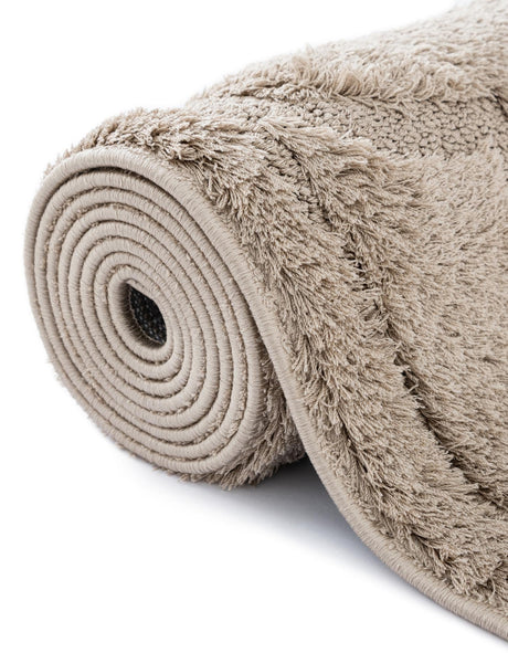 Beige 9' x 12' Trellis Shag Rectangle Area Rug Thick Soft Touch Fluffy & Plush Shaggy Pile Geometric Modern Unique Carpet for Home Interior Design for Sale at Rug Engine
