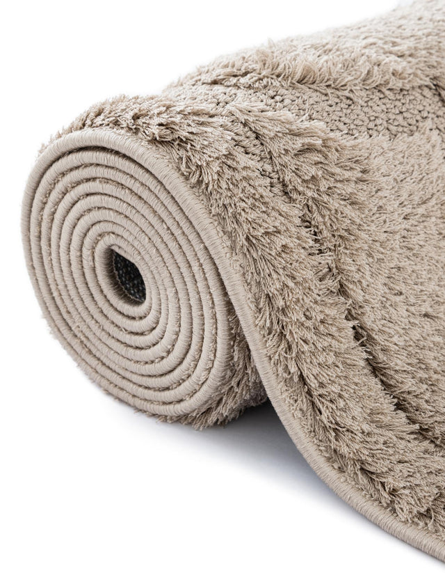 Beige 9' x 12' Trellis Shag Rectangle Area Rug Thick Soft Touch Fluffy & Plush Shaggy Pile