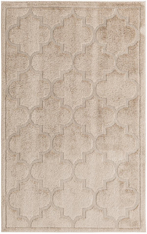 Beige 5' x 8' Trellis Shag Rectangle Area Rug Thick Soft Touch Fluffy & Plush Shaggy Pile