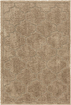Beige 4' x 6' Trellis Shag Rectangle Area Rug Thick Soft Touch Fluffy & Plush Shaggy Pile