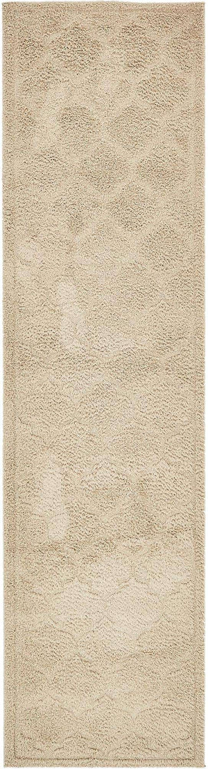Beige 2' 7 x 10' Trellis Shag Runner Area Rug Thick Soft Touch Fluffy & Plush Shaggy Pile