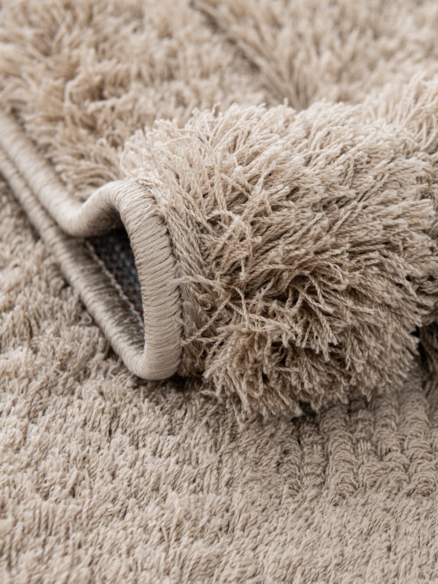 Beige 2' x 6' 9 Trellis Shag Runner Area Rug Thick Soft Touch Fluffy & Plush Shaggy Pile Geometric Modern Unique Carpet for Home Interior Design for Sale at Rug Engine