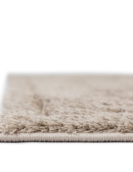 Beige 2' x 6' 9 Trellis Shag Runner Area Rug Thick Soft Touch Fluffy & Plush Shaggy Pile Geometric Modern Unique Carpet for Home Interior Design for Sale at Rug Engine