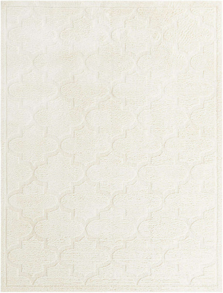 Ivory 9' x 12' 2 Trellis Shag Rectangle Area Rug Thick Soft Touch Fluffy & Plush Shaggy Pile