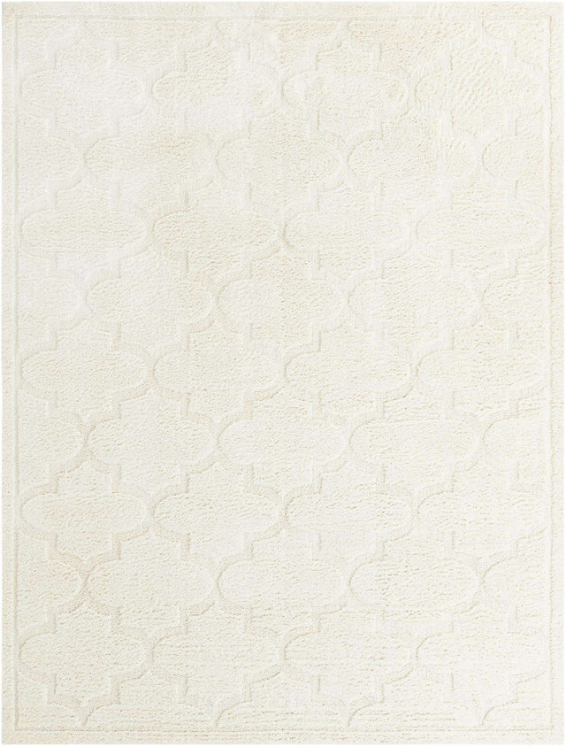 Ivory 9' x 12' 2 Trellis Shag Rectangle Area Rug Thick Soft Touch Fluffy & Plush Shaggy Pile