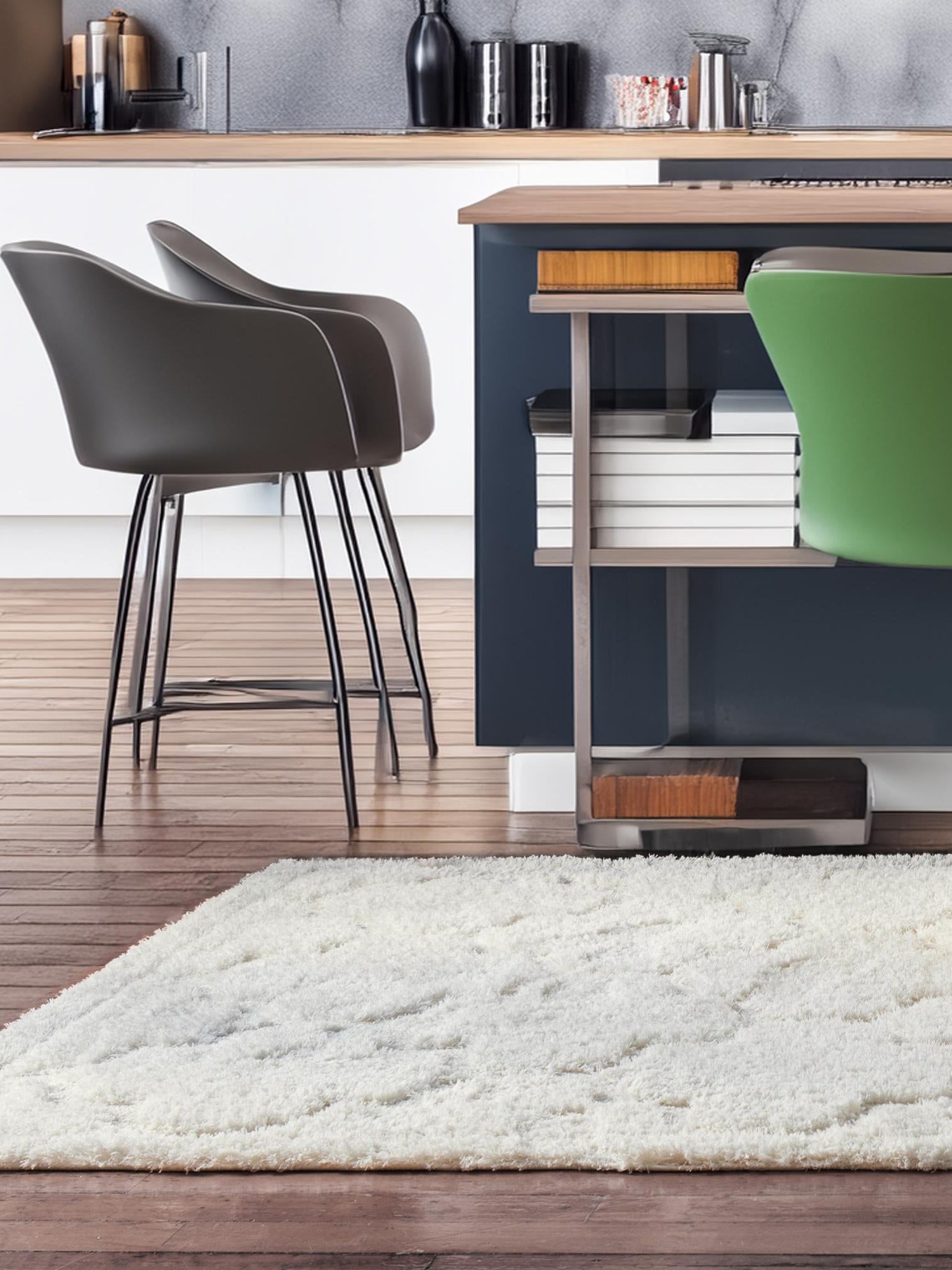 Ivory 5' 1 x 8' Trellis Shag Rectangle Area Rug Thick Soft Touch Fluffy & Plush Shaggy Pile