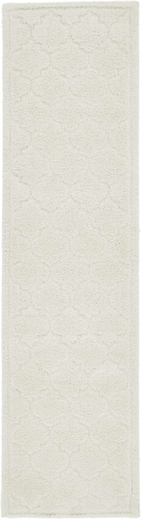 Ivory 2' 7 x 10' Trellis Shag Runner Area Rug Thick Soft Touch Fluffy & Plush Shaggy Pile