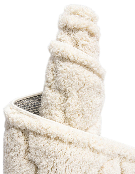 Ivory 2' x 6' 9 Trellis Shag Runner Area Rug Thick Soft Touch Fluffy & Plush Shaggy Pile