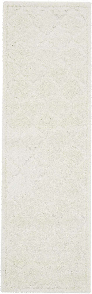 Ivory 2' x 6' 9 Trellis Shag Runner Area Rug Thick Soft Touch Fluffy & Plush Shaggy Pile