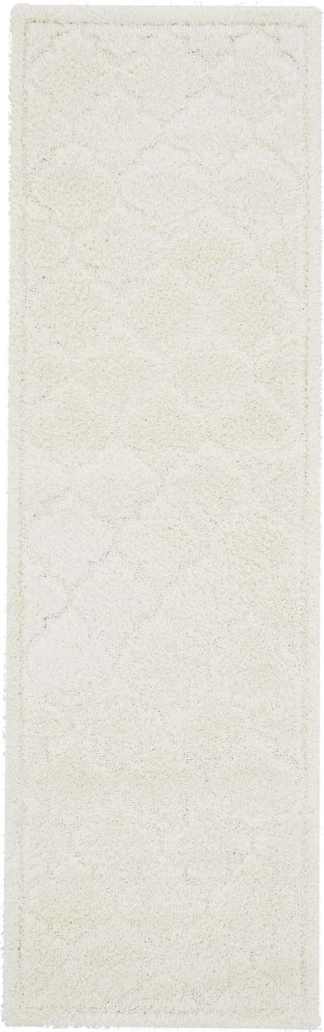 Ivory 2' x 7' Trellis Shag Runner Rug