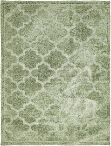 Green 9' x 12' 2 Trellis Shag Rectangle Area Rug Thick Soft Touch Fluffy & Plush Shaggy Pile