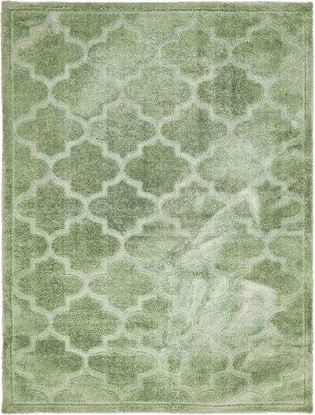 Green 9' x 12' 2 Trellis Shag Rectangle Area Rug Thick Soft Touch Fluffy & Plush Shaggy Pile