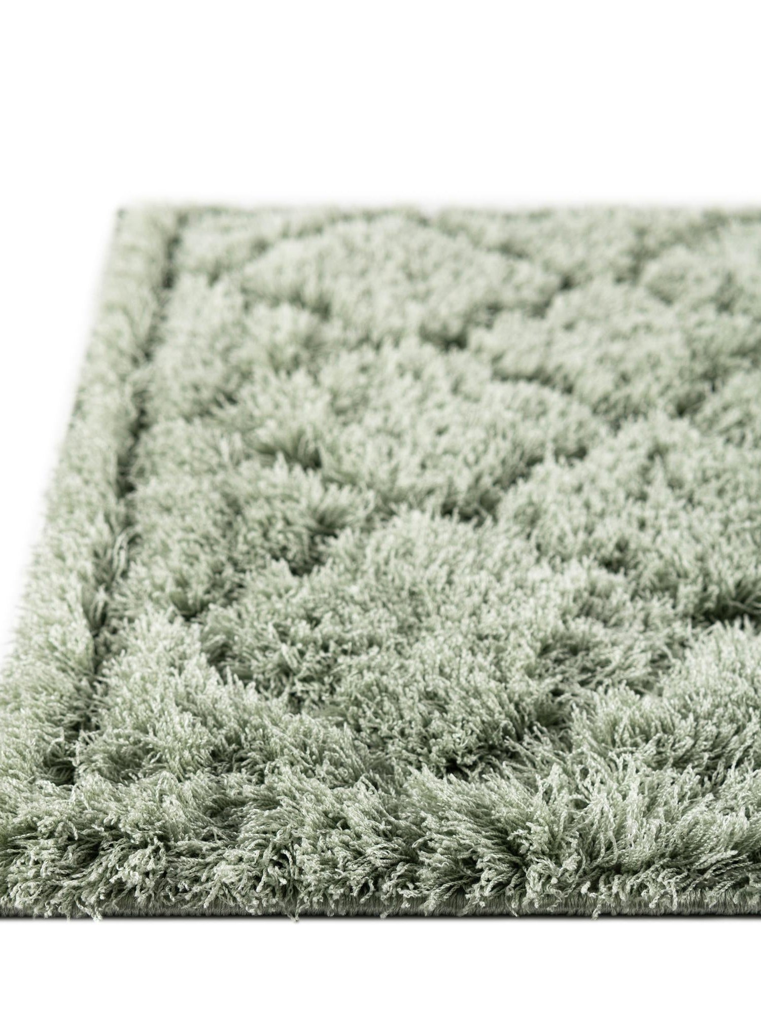 Green 4' 1 x 6' 1 Trellis Shag Rectangle Area Rug Thick Soft Touch Fluffy & Plush Shaggy Pile Geometric Modern Unique Carpet for Home Interior Design for Sale at Rug Engine