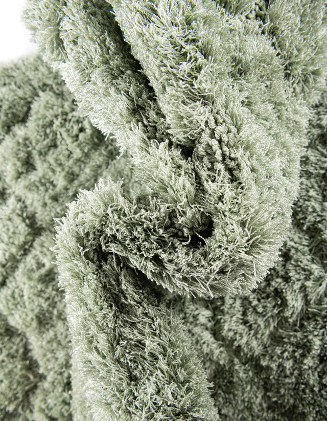 Green 5' 1 x 8' Trellis Shag Rectangle Area Rug Thick Soft Touch Fluffy & Plush Shaggy Pile