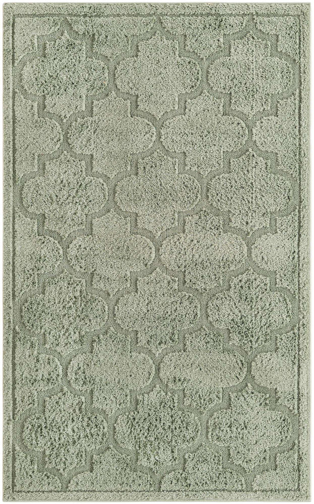 Green 5' 1 x 8' Trellis Shag Rectangle Area Rug Thick Soft Touch Fluffy & Plush Shaggy Pile
