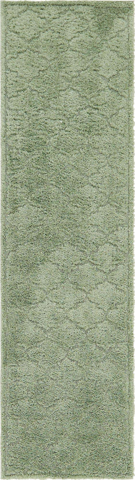 Green 2' 7 x 10' Trellis Shag Runner Area Rug Thick Soft Touch Fluffy & Plush Shaggy Pile