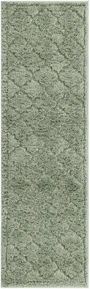Green 2' x 7' Trellis Shag Runner Rug