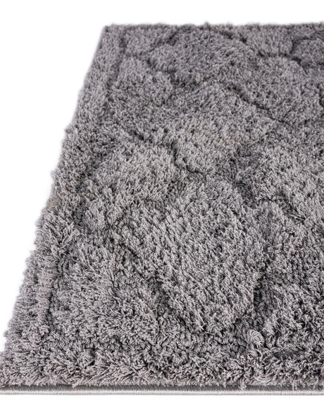 Dark Gray 4' 1 x 6' 1 Trellis Shag Rectangle Area Rug Thick Soft Touch Fluffy & Plush Shaggy Pile Geometric Modern Unique Carpet for Home Interior Design for Sale at Rug Engine