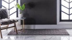 Dark Gray 2' 7 x 10' Trellis Shag Runner Area Rug Thick Soft Touch Fluffy & Plush Shaggy Pile